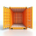 Orange cargo Container, open door, white background Royalty Free Stock Photo