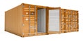 Orange cargo containers, 3D rendering