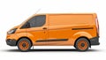 Orange cargo van isolated on white background