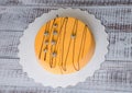 Orange carrot chocolate velour mousse cake with blueberry Royalty Free Stock Photo
