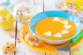 Orange carrot and pumpkin soup for kids