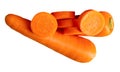 Orange carrot roots with slices in stack isolated on white background with clipping path Royalty Free Stock Photo