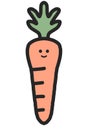 An orange carrot sticker on white background