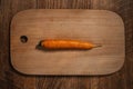 Orange carrots are lying on a wooden chopping board Royalty Free Stock Photo