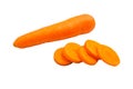 Fresh orange carrots with sliced on white background.