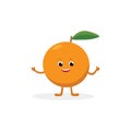 Orange cartoon character isolated on white background. Healthy food funny mascot of orange fruit vector illustration in