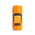Orange cartoon muscle car. Top view. Vector illustration Royalty Free Stock Photo