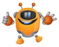 Orange cartoon robot with tumb up illustration vector