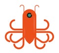 Orange Cartoon Squid vector