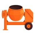 Orange cement mixer icon cartoon vector. Concrete machine Royalty Free Stock Photo