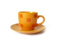 Orange ceramic cup of coffee