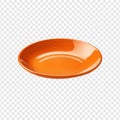 Orange ceramic empty plate on transparent background Royalty Free Stock Photo
