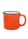 Orange ceramic mug. Isolated on a white background. Orange cup mug drink on white background isolation