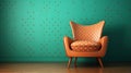 Contemporary Orange Chair With Turquoise Polka Dot Background