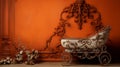 Whimsical Rococo Antique Chair On Orange Background Royalty Free Stock Photo