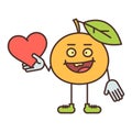 Orange character holding heart and smiling Royalty Free Stock Photo