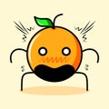 cute orange character with leaf, shocked expression, and bulging eyes