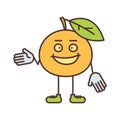 Orange character points hand and smiling Royalty Free Stock Photo