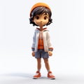 Charming Anime Style 3d Render Of Kid In Hoodie And Jacket