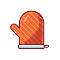 Orange Checked Patterned Oven Mitt Hot Pad Isolated Kitchen Accessory Royalty Free Stock Photo