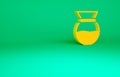 Orange Chemex icon isolated on green background. Alternative methods of brewing coffee. Coffee culture. Minimalism