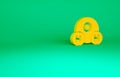 Orange Chemical formula for water drops H2O shaped icon isolated on green background. Minimalism concept. 3d Royalty Free Stock Photo