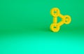 Orange Chemical formula for water drops H2O shaped icon isolated on green background. Minimalism concept. 3d Royalty Free Stock Photo