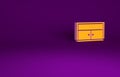 Orange Chest of drawers icon isolated on purple background. Minimalism concept. 3d illustration 3D render Royalty Free Stock Photo