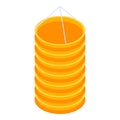 Orange chinese lantern icon, isometric style