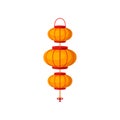 Orange Chinese paper lanterns, decorative element for festive design vector Illustration on a white background