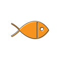 Orange Christian fish symbol icon isolated on white background. Jesus fish symbol. Vector Illustration