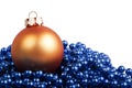 Orange Christmas ball and blue beads