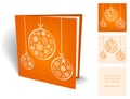 Orange christmas greeting card with balls from