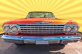 Orange and chromed old sixty brand car Royalty Free Stock Photo