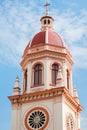 Orange church on blue sky background in Thailand