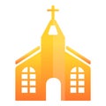 Orange church icon, cartoon style Royalty Free Stock Photo