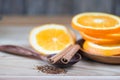 Orange and cinnamon blend tea on white background