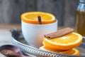 Orange and cinnamon blend tea on serving tray