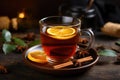 Orange and Cinnamon Winter Tea Pleasure. AI Generated Royalty Free Stock Photo