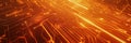 Orange circuitry pattern on high-tech digital background. Glowing lines create futuristic design for tech projects. Abstract