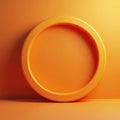 Orange circular frame placed on smooth surface. Empty ring border with soft shadow. Background gradient orange color. Modern Royalty Free Stock Photo
