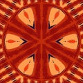 Orange circular tile mandala, bright indian pattern in autumn colors