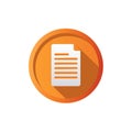 Orange circular web button with a paper document icon in a flat design style Royalty Free Stock Photo