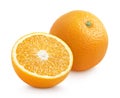 Orange citrus fruit with half isolated on white Royalty Free Stock Photo