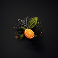 Orange citrus fruit minimalistic square emblem