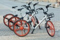 Orange city bikes rent Royalty Free Stock Photo