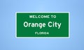 Orange City, Florida city limit sign. Town sign from the USA.