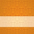 Orange classical oriental floral dragonfly horizontal banner