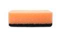 Orange cleaning sponge with abrasive black scourer isolated on white Royalty Free Stock Photo