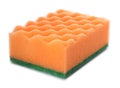 Orange cleaning sponge with abrasive green scourer isolated on white Royalty Free Stock Photo